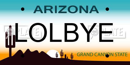 LOLBYE Arizona License Plate