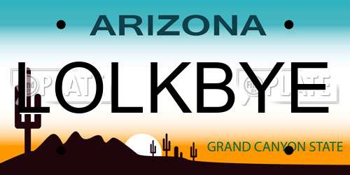 LOLKBYE Arizona License Plate