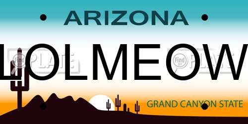 LOLMEOW Arizona License Plate