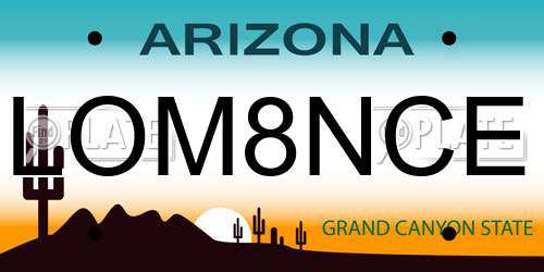 LOM8NCE Arizona License Plate