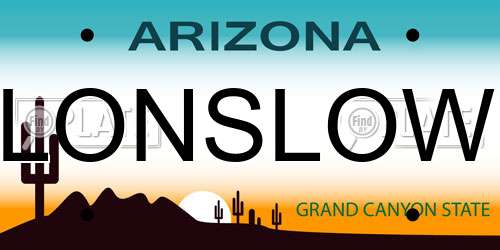 LONSLOW Arizona License Plate