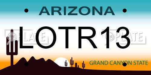LOTR13 Arizona License Plate