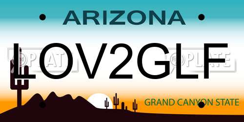 LOV2GLF Arizona License Plate