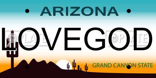 LOVEGOD Arizona License Plate