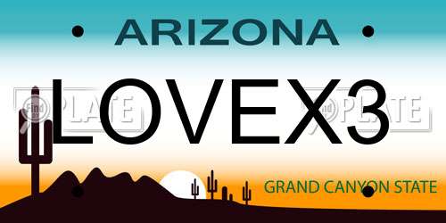 LOVEX3 Arizona License Plate