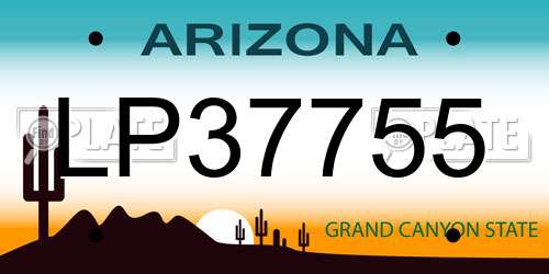 LP37755 Arizona License Plate