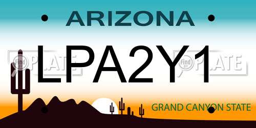 LPA2Y1 Arizona License Plate