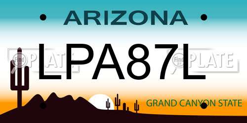 LPA87L Arizona License Plate