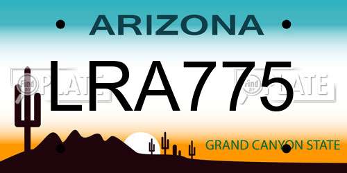 LRA775 Arizona License Plate