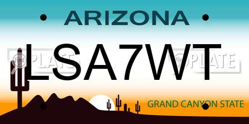 LSA7WT Arizona License Plate
