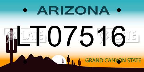 LT07516 Arizona License Plate
