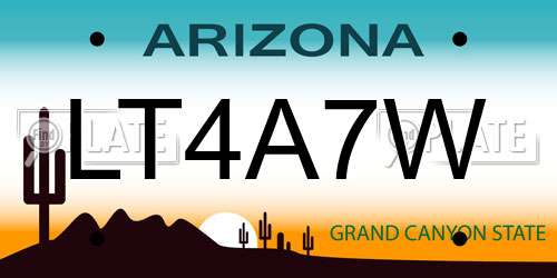 LT4A7W Arizona License Plate