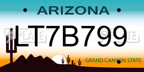 LT7B799 Arizona License Plate