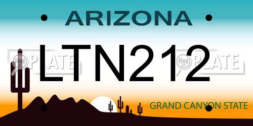 LTN212 Arizona License Plate