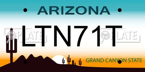 LTN71T Arizona License Plate