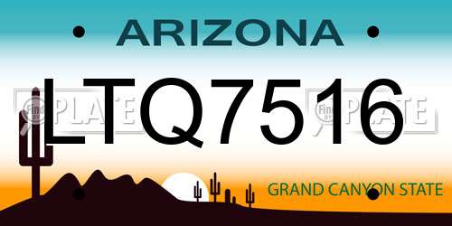 LTQ7516 Arizona License Plate
