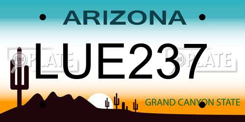 LUE237 Arizona License Plate