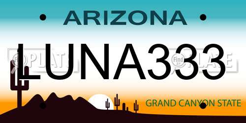 LUNA333 Arizona License Plate
