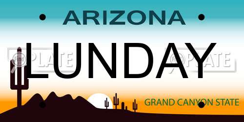 LUNDAY Arizona License Plate