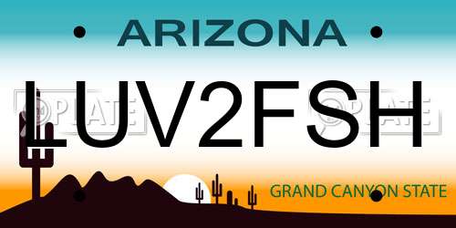 LUV2FSH Arizona License Plate