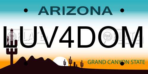 LUV4DOM Arizona License Plate