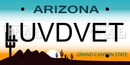 LUVDVET Arizona License Plate