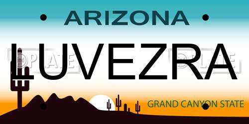 LUVEZRA Arizona License Plate