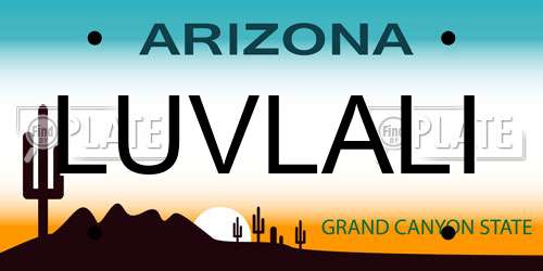 LUVLALI Arizona License Plate