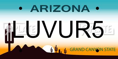 LUVUR5 Arizona License Plate