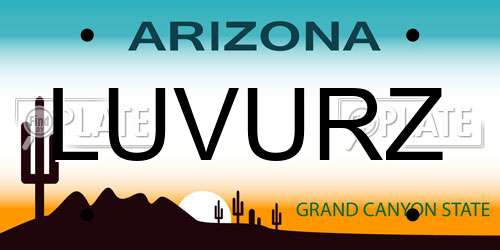 LUVURZ Arizona License Plate