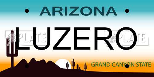 LUZERO Arizona License Plate