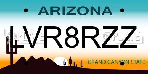 LVR8RZZ Arizona License Plate