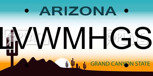 LVWMHGS Arizona License Plate