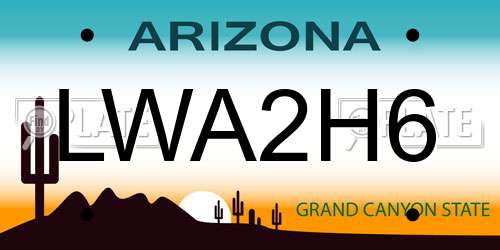 LWA2H6 Arizona License Plate