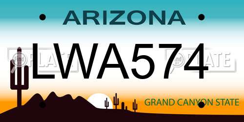 LWA574 Arizona License Plate