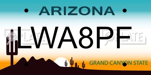 LWA8PF Arizona License Plate