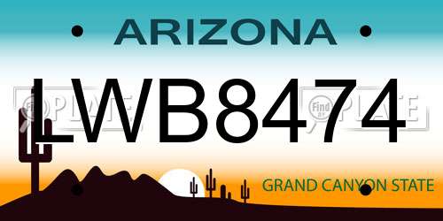 LWB8474 Arizona License Plate