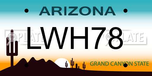 LWH78 Arizona License Plate