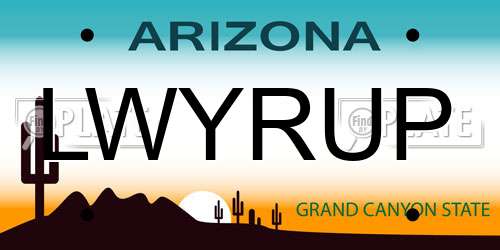 LWYRUP Arizona License Plate
