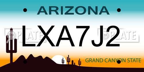 LXA7J2 Arizona License Plate