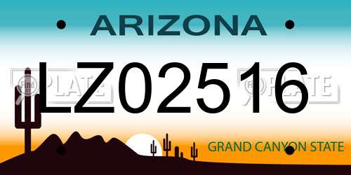 LZ02516 Arizona License Plate
