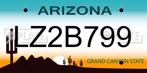 LZ2B799 Arizona License Plate