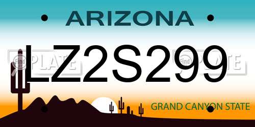 LZ2S299 Arizona License Plate