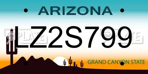 LZ2S799 Arizona License Plate