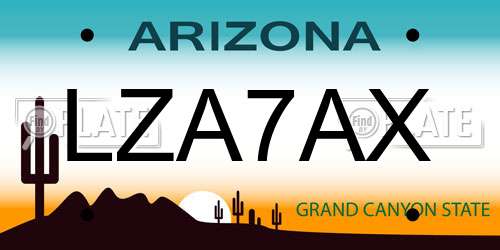 LZA7AX Arizona License Plate