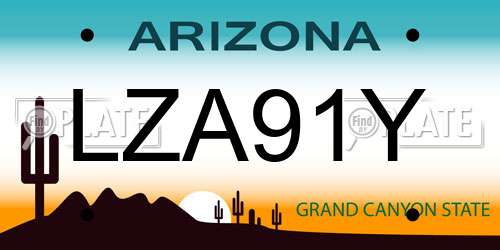 LZA91Y Arizona License Plate