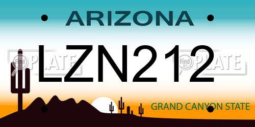 LZN212 Arizona License Plate