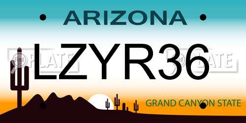 LZYR36 Arizona License Plate