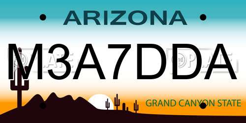 M3A7DDA Arizona License Plate