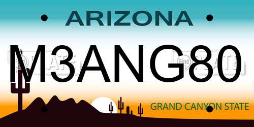 M3ANG80 Arizona License Plate